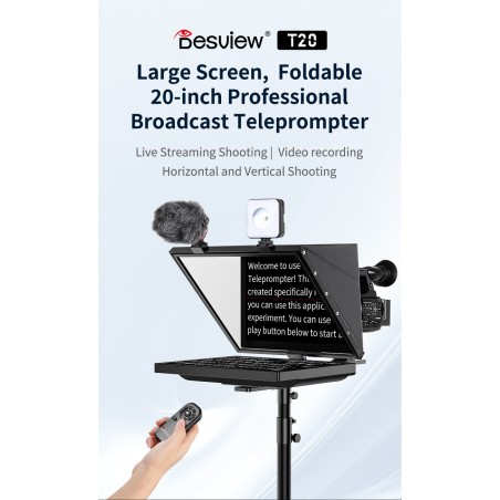 New Arrival Desview T20 teleprompter with an integrated Screen 20 inch Professional Teleprompter with Aluminum Case for Studio a