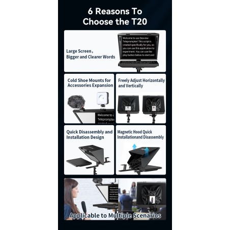 New Arrival Desview T20 teleprompter with an integrated Screen 20 inch Professional Teleprompter with Aluminum Case for Studio a