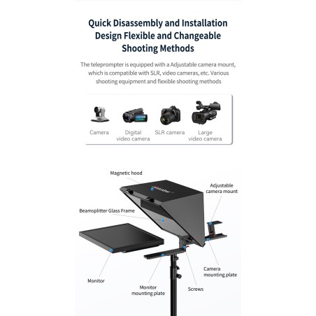 New Arrival Desview T20 teleprompter with an integrated Screen 20 inch Professional Teleprompter with Aluminum Case for Studio a