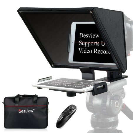 New Arrival Desview T12 Teleprompter, 12.5 inch High Display Glass, Liftable Teleprompter with Remote Control, Metal Body, Compa