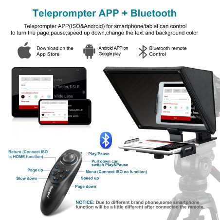 New Arrival Desview T12 Teleprompter, 12.5 inch High Display Glass, Liftable Teleprompter with Remote Control, Metal Body, Compa