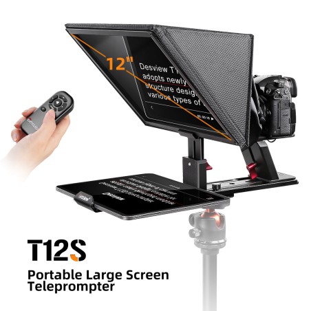 New Arrival Desview T12S Teleprompter, 12.9 inch Aluminium Alloy Teleprompter with Remote Control, High Display Glass, Compatibl