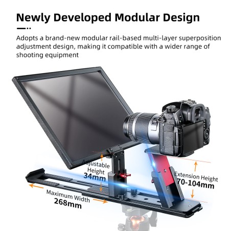 New Arrival Desview T12S Teleprompter, 12.9 inch Aluminium Alloy Teleprompter with Remote Control, High Display Glass, Compatibl