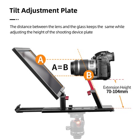 New Arrival Desview T12S Teleprompter, 12.9 inch Aluminium Alloy Teleprompter with Remote Control, High Display Glass, Compatibl