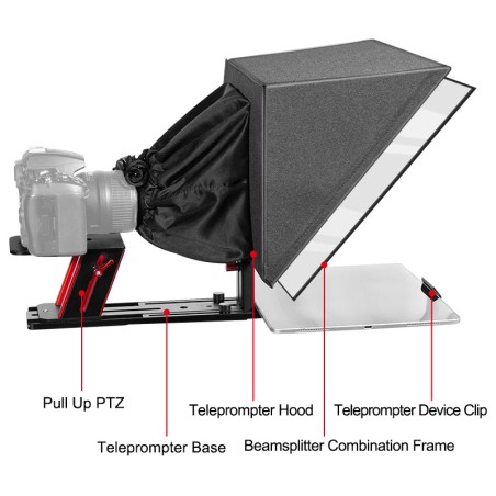 New Arrival Desview TP150 Teleprompter 15 inch, All Metal Liftable Teleprompters with Remote Control and App iOS/Android for DSL