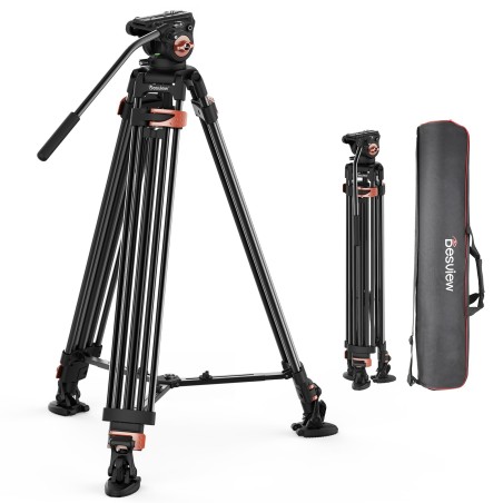 New Arrival Desview Video Tripod, 76 Inch (193 cm) Aluminium Camera Tripod with Quick Release Plate and 360° Fluid Head Heavy Du