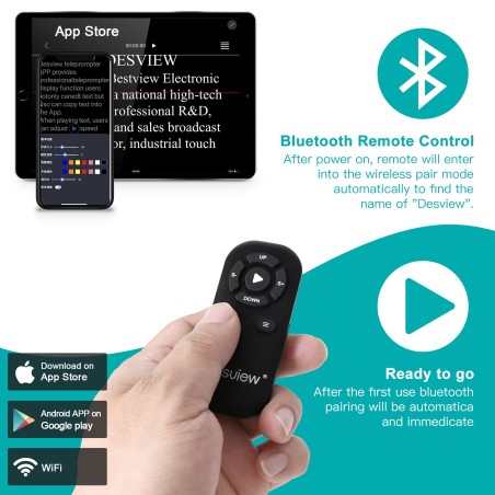 New Arrival Bluetooth Remote Control for Desview Teleprompter, Includes Teleprompter App Compatible with iOS and Android Smartph